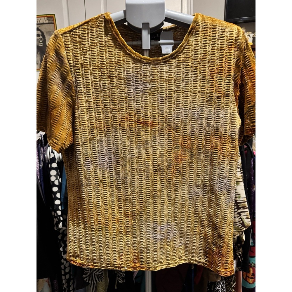 Mary McFadden Crushed Velvet Like‎ Textured Top - XL